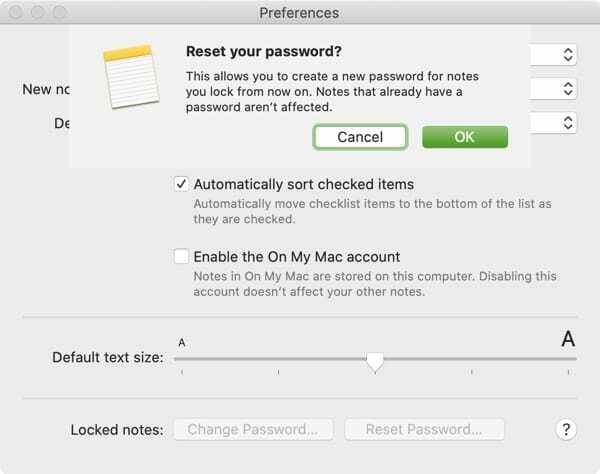 Nulstil Notes Password-Mac