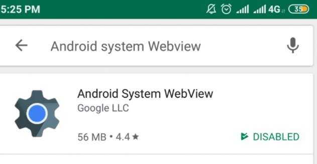 Klicken Sie auf die Option und jetzt ist die Webansicht des Android-Systems deaktiviert