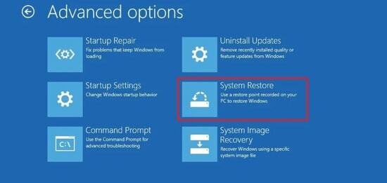 faceți clic pe System Restore