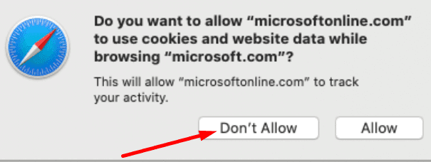 ne pas autoriser-microsoftonline-cookies