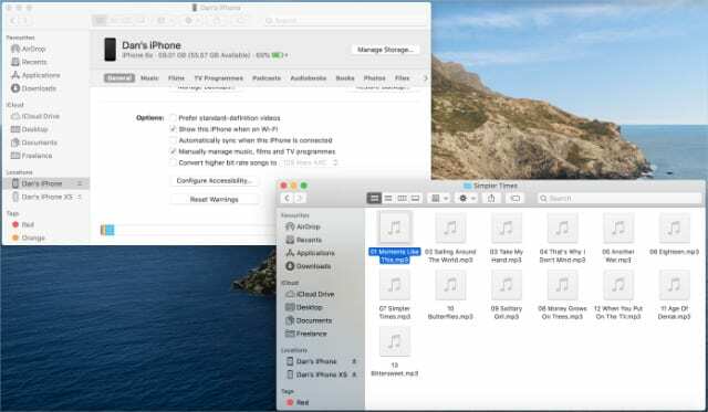 Tilføjelse af musik til iPhone ved hjælp af Finder