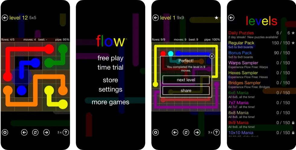 parimad puzzle mängud iOS Flow Free