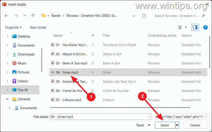 Powerpoint에 오디오 파일 삽입