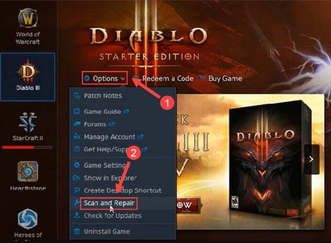Diablo 2. scannen und reparieren