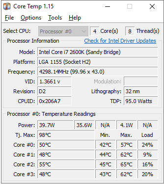 Core Temp — labākie CPU temperatūras monitora rīki