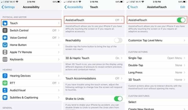 Az AssistiveTouch-iPhone engedélyezése