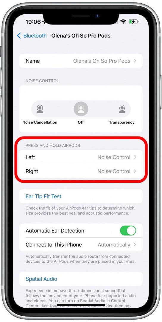 V časti STLAČTE A DRŽTE AIRPOS sa uistite, že ľavá aj pravá strana hovorí Noise Control - slúchadlá do uší Apple znejú iba z jednej strany