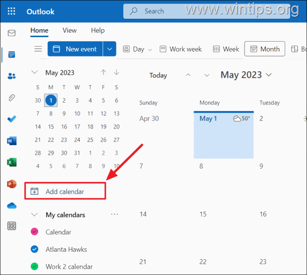 Outlook カレンダーを追加