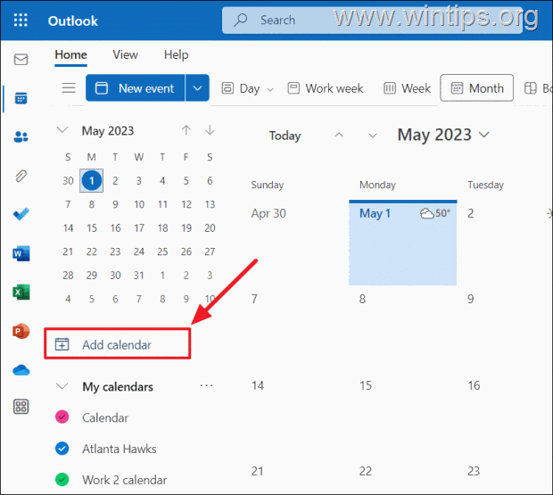 Outlook dodaj kalendar