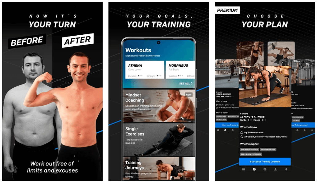 Freeletics — treniņu un fitnesa ķermeņa svara lietotne