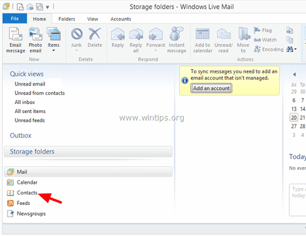 contatti di Outlook Express per Windows Live Mail