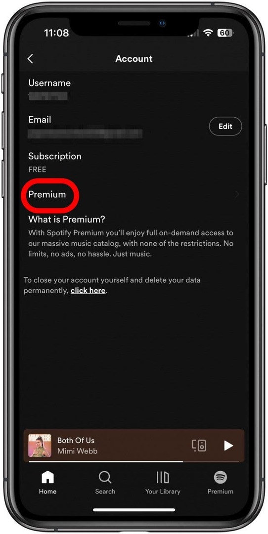 Tap Premium Spotify говорит, что нет подключения к Интернету