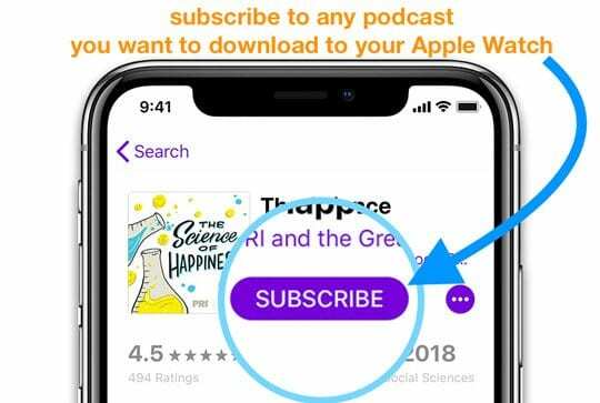 Podcast abonnieren zum Herunterladen auf Apple Watch