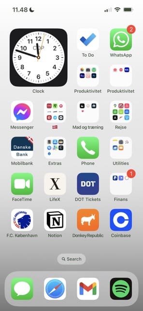 En skärmdump som visar en iPhone-startskärm