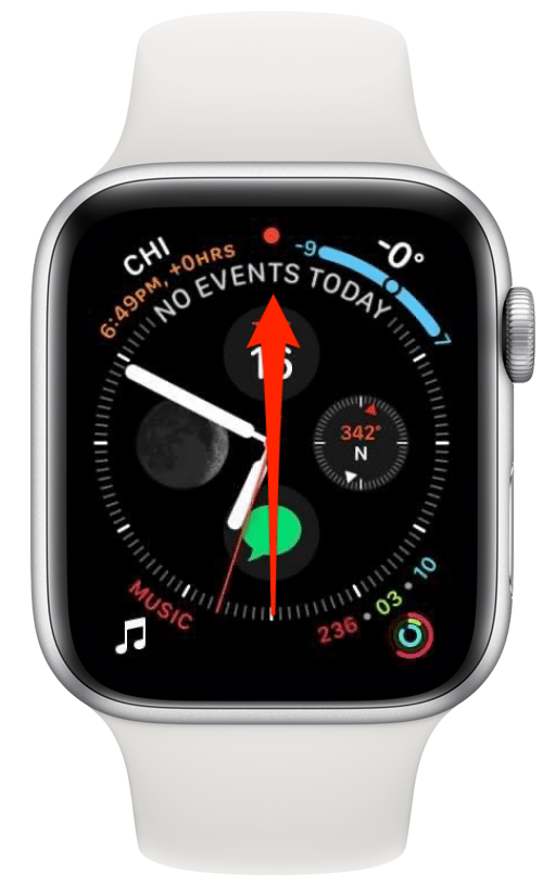 Проведите вверх по циферблату Apple Watch, чтобы открыть Центр управления.