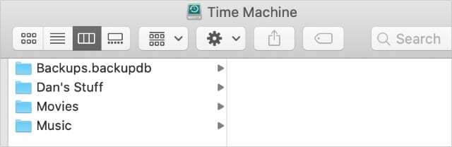 Диск Time Machine с другим хранилищем рядом с резервными копиями