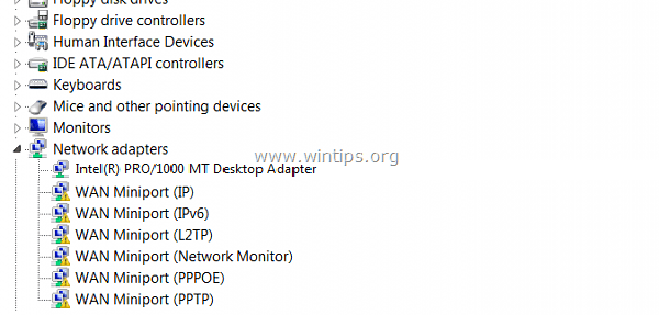 fix WAN Miniport Codice esclamativo giallo 31