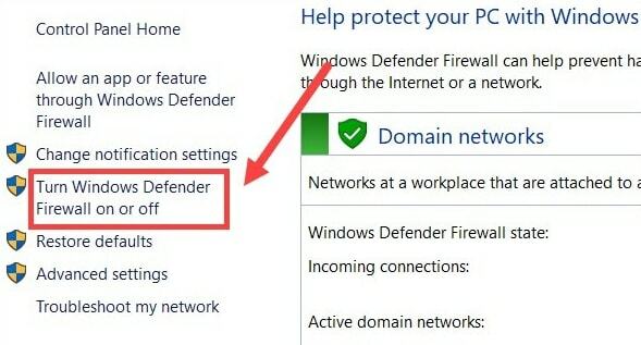 slå Windows Defender brannmur på eller av