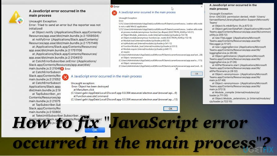 Rette til " JavaScript-fejl opstod i hovedprocessen"