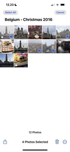 ภาพหน้าจอแสดงรูปภาพที่เลือกใน ios