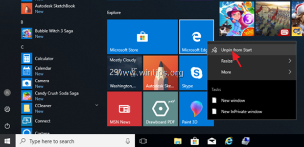 dezactivați edge windows 10