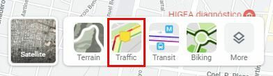 Vrstva Doprava v Mapách Google