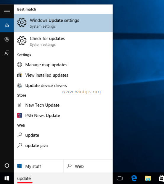 configuración de actualización de windows 10