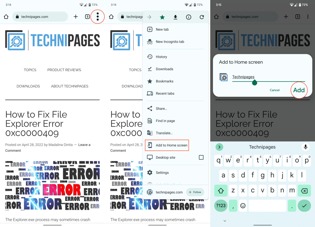 Android Adımlarında ana ekranınıza bir web sitesi nasıl eklenir