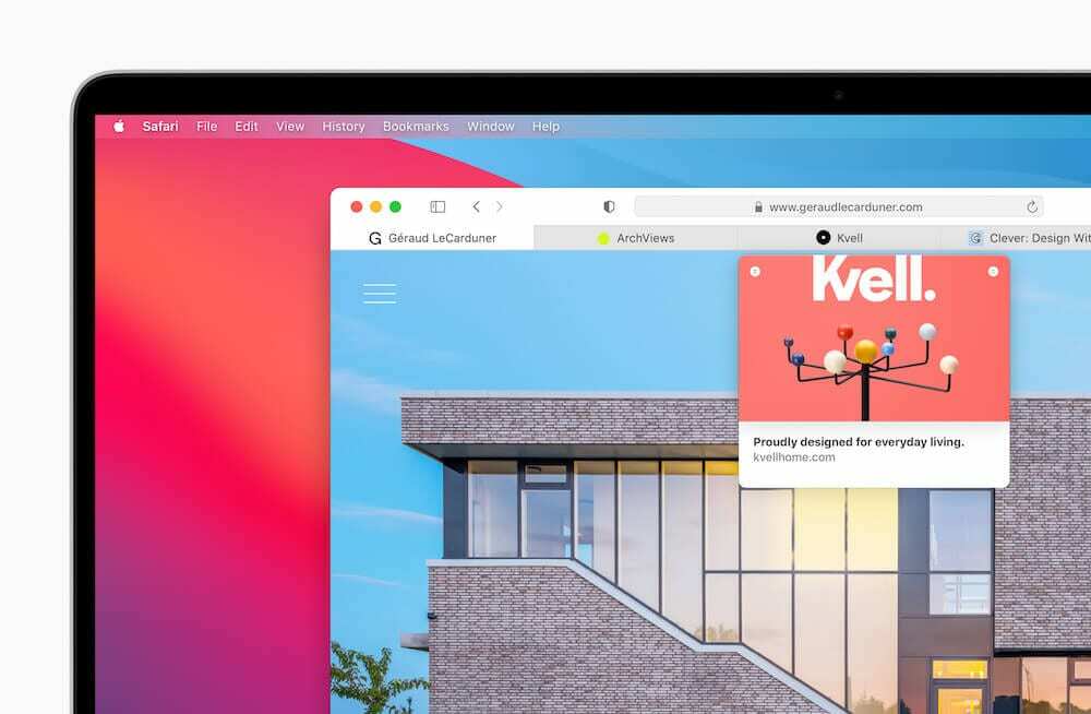 Neu gestaltetes Safari macOS Big Sur