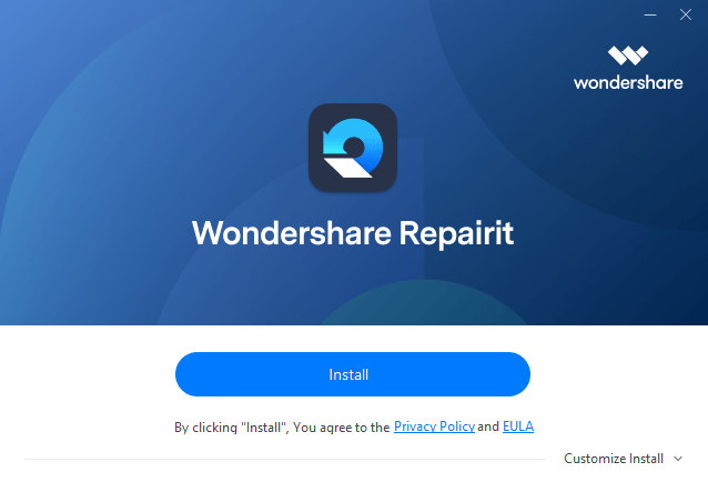 Wondershare Repairit instalēšana