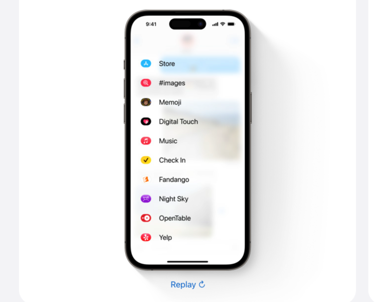 Vad är nytt i Meddelanden i iOS 17 - iMessage App Menu