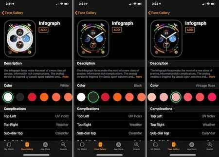 Az Apple Watch Infograph színe megváltozik