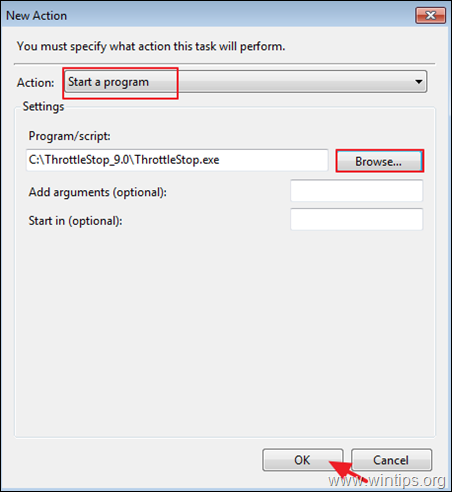 Démarrez ThrottleStop à l'ouverture de session Windows