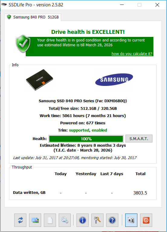 SSD Life — cietā diska veselības pārbaudes programmatūra