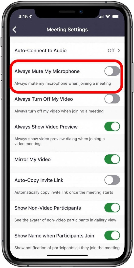 मेरे माइक्रोफ़ोन ज़ूम सेटिंग को हमेशा म्यूट करें
