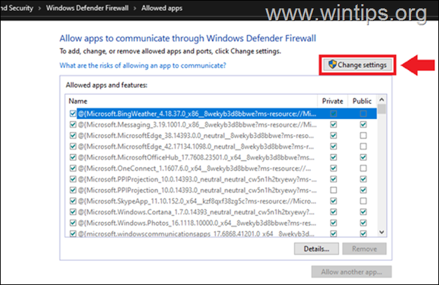 Permitir una aplicación a través del firewall