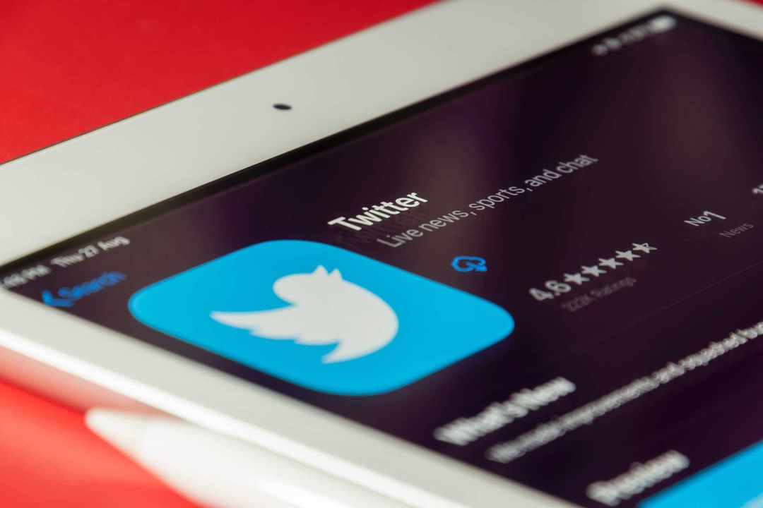 foto dell'app di Twitter sullo schermo dell'app store