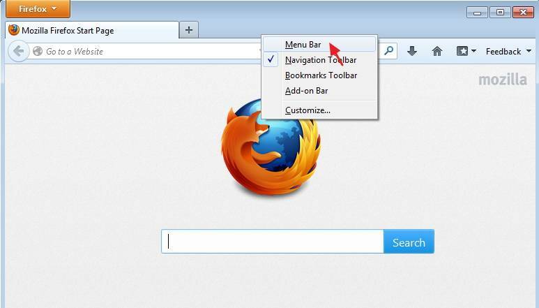 Nabídka Firefox