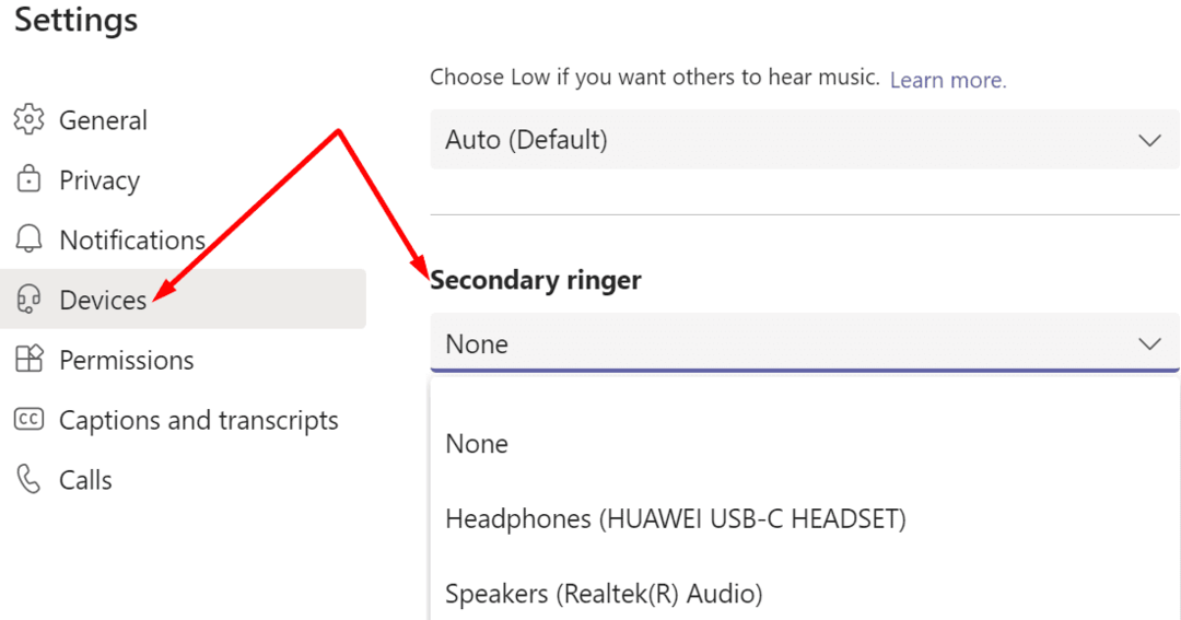 Microsoft 팀 보조 벨소리