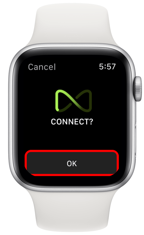 Tik op OK - verbind Apple Watch met peloton