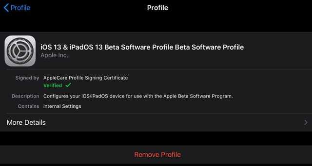 usuń profil Apple beta z iPhone'a lub iPada