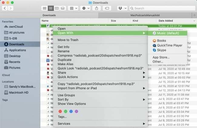 Downloads öffnen mit Musik-Mac