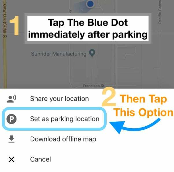 aseta Google Maps -pysäköintipaikka manuaalisesti iPhonessa ja iOS: ssä