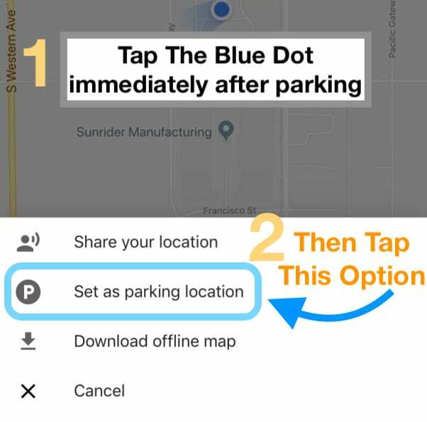 დააყენეთ Google Maps პარკირების მდებარეობა ხელით iPhone-სა და iOS-ზე
