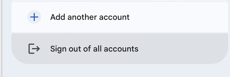 Die Option, sich von allen Google Docs-Konten abzumelden