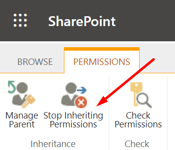 sharepoint lopettaa käyttöoikeuksien perimisen