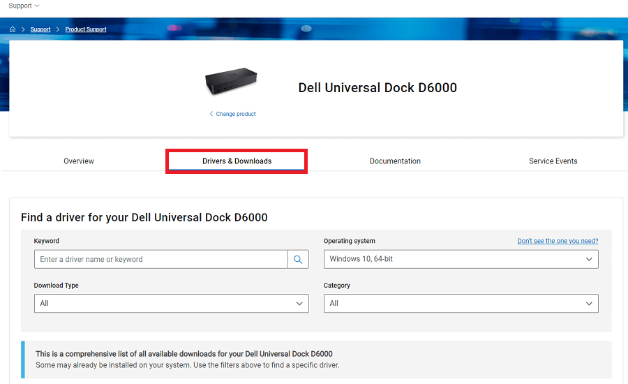 Driver for Dell Universal Dock 6000