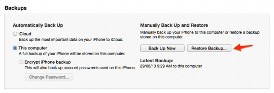 backup iTunes