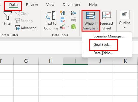 أين هو Goal Seek في Excel