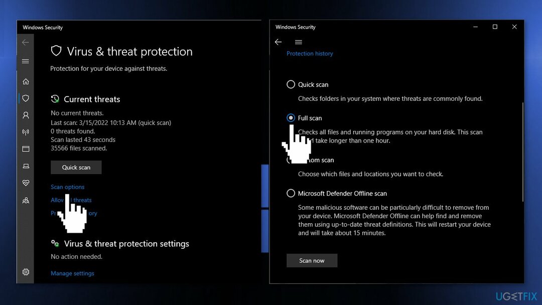 Suorita Windows Defender -tarkistus